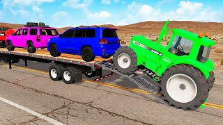 Flatbed Truck Mcqueen  Transportation with Truck  Pothole vs Car 32  BeamNGDrive [upl. by Emmalyn206]