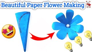 Very easy paper flower craft  Paper flower making step by step  DIY flower craft [upl. by Grosz530]