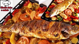 Deliziosa trota salmonata al forno con verdure  ricetta facile trotasalamonataverduretrota [upl. by Moor662]