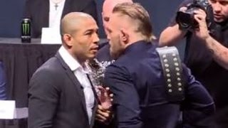 UFC 194 Jose Aldo vs Conor McGregor Staredown [upl. by Rosario]