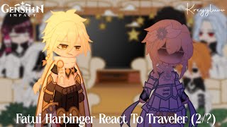 Fatui Harbinger React To Traveler 2 ✧ Genshin Impact ✧ Credits on description ✧ kreyyluvv [upl. by Camfort]