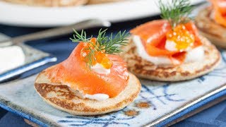 How to Make Blinis Russian Blinis Recipe  Buckwheat Blini Recipe with Smoked Salmon [upl. by Haven]