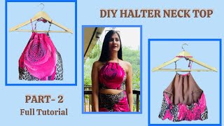 How to make Halter Neck Top  Diy Back SmockedElastic Top [upl. by Soneson488]