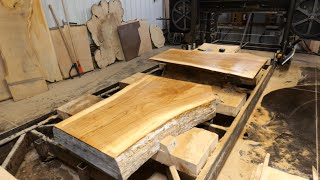 End Chunk of a Big Ash Log Being Cut Into Stair Treads and Toe Kicks The Mill Madison WI [upl. by Arny]