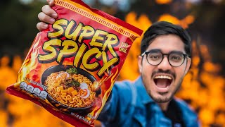 We Tasted World s Super Spicy Noodles🥵 Made In Korea [upl. by Hajan749]