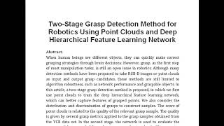 Two Stage Grasp Detection Method for Robotics Using Point Clouds and Deep Hierarchical Feature Learn [upl. by Norah178]