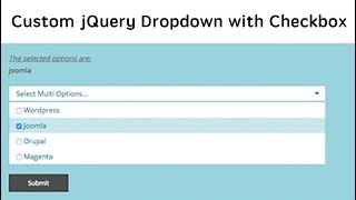 MultiSelect Custom Dropdown with Checkbox  jQuery [upl. by Ablem]