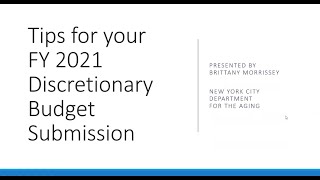 Tips for your FY21 Discretionary Budget Submission [upl. by Austreng238]