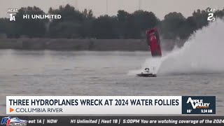 Three hydroplanes wreck out at the TriCity Water Follies after course size is reduced [upl. by Freddi]