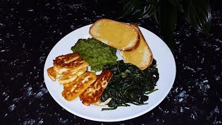 How To Make Cheap Veggie Meal for £3 halloumi spinach and mushy peas By Creators Kitchen [upl. by Llenrahc14]