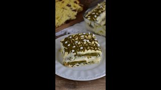 TIRAMISÙ DI PANETTONE E PISTACCHIO SUPER GOLOSO Shorts [upl. by Talya]