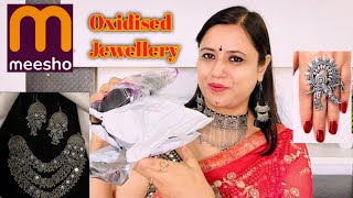 Meesho Oxidised Jewellery Haul under 200 mirror work jewellery ring finger  Nilu Prakash [upl. by Gnus]