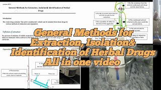 General Methods for Extraction Isolationamp Identification of Herbal Drugs [upl. by Lody]