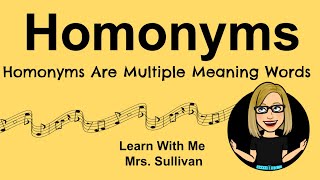 Homonyms are Multiple Meaning Words [upl. by Enilhtak360]