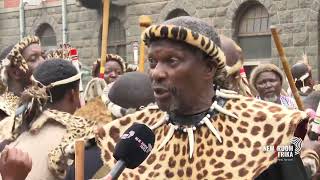 Amabutho gather outside court as battle for Zulu throne gets underway [upl. by Ttocserp]