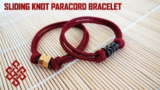 How to Make a Sliding Knot Paracord Bracelet with Hex NutBead Tutorial [upl. by Ikkela720]