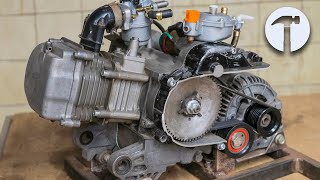 Using a scooter motor and a car alternator to make a homemade generator [upl. by Aleuname202]