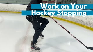 How To Hockey Stop Beginner Adult Hockey Lessons [upl. by Trometer988]