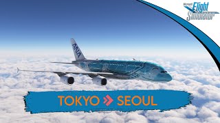 MSFS Volando el A380 de FlyByWire por primera vez  Tokyo  Seoul [upl. by Aicilav]