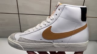 Nike Blazer Mid 77 Vintage White Amber Brown Shoes [upl. by Brodeur]