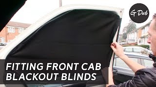 Fitting front cab blackout blinds  Self built DIY VW T5 camper conversion [upl. by Aihsilat325]