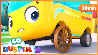 The New Tyres Gone Wrong  Go Buster  Bus Cartoons amp Kids Stories [upl. by Upali]