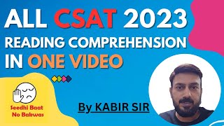 Complete CSAT 2023 Reading Comprehension UPSC pyq year wise  IAS  RC upsc csat [upl. by Rehoptsirhc]