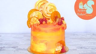 ORANGE amp RASPBERRY CAKE WITH MERINGUE LOLLIPOPS  Cake Tutorial  Acorn Bakes [upl. by Yeslah]