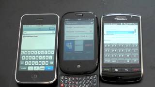 Palm Pre vs iPhone 3G vs Blackberry Storm [upl. by Llevel]