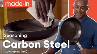 How to Season Your Carbon Steel Pan  Made In Cookware [upl. by Nanreh108]