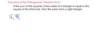 Geometry 81 The Pythagorean Theorem and Its Converse [upl. by Ailuig]