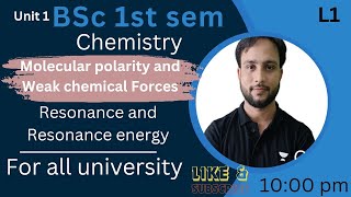 L1ll BSc 1st semester ll chemistry unit 1 ll Resonance and Resonance energy ll akashmathshub c [upl. by Suedaht]