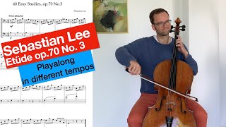 Sebastian Lee op 70 No 3 in different tempi  Cello accompaniment  playalong  cello sheet music [upl. by Eoj]