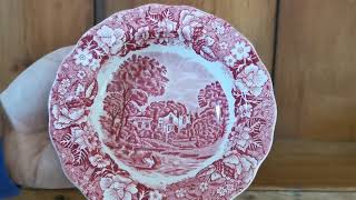 Palissy Pottery Red And White China Thames River Scenes Strawberry Hill Dessert Bowl [upl. by Elleinad]