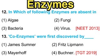 enzymes biochemistry mcqs  enzyme mcq  enzymology [upl. by Ellga]