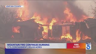 Firefighters making progress on Mountain Fire as Santa Ana winds briefly subside but flames remain [upl. by Suoicerpal665]