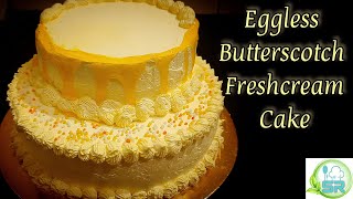 eggless butterscotch fresh cream cake  homemade cake [upl. by Ornie]