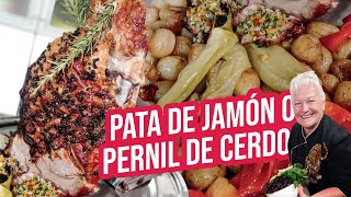 PATA DE JAMÓN o PERNIL DE CERDO al HORNO Técnicas diferentes para sazonarlo 🍖 [upl. by Anaujat]