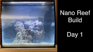 Nano Reef Tank Build Day 1 Fluval Flex 15g System Setup Out of Box to Water Saltwater Coral Aquarium [upl. by Enelrahc]