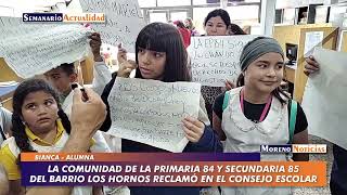 La comunidad de la primaria 84 y secundaria 85 del barrio Los Hornos reclamó en el Consejo Escolar [upl. by Dnanidref]