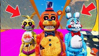 NIGHTMARE TOY ANIMATRONICS STUNT ON WORLDS BIGGEST RAMP GTA 5 Mods FNAF RedHatter [upl. by Otrebliw367]