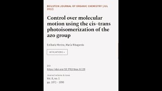 Control over molecular motion using the cis–trans photoisomerization of the azo group  RTCLTV [upl. by Lladnek]