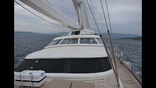 Khalessi 37 m Perini Navi Interior and deck walk through video  Sailing Yacht For Sale [upl. by Schreck128]