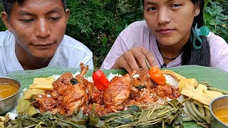 Eating spicy chicken with king chilli bamboo shoots boiled  naga couple mukbang  moakhah vlogs [upl. by Cindelyn]