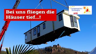 Spektakuläre MobilheimAnlieferung auf dem Campingplatz Hetzingen [upl. by Annekam580]