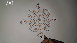 71 dots Easy Tuesday Rangoli Special Kolam Design Daily Rangoli Muggulu [upl. by Jacquelin173]