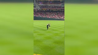 VIDEO  Reds fan does backflip on field before getting tased by police officer in Cincinnati [upl. by Kcerred]