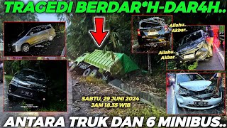 INNALILLAHI TRAGEDI BERDARH  DAR4H  Kecelakaan FATAL Antara Truk Hino amp 6 Minibus Korban [upl. by Gleda]