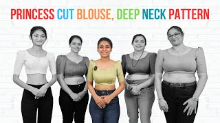 Princess Cut Deep Neck Blouse Cutting Tutorial  Detailed Guide By Priya MG [upl. by Odelia]