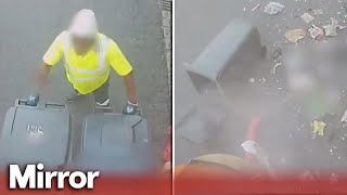 Bin men narrowly avoid explosion in refuse lorry [upl. by Victoir374]